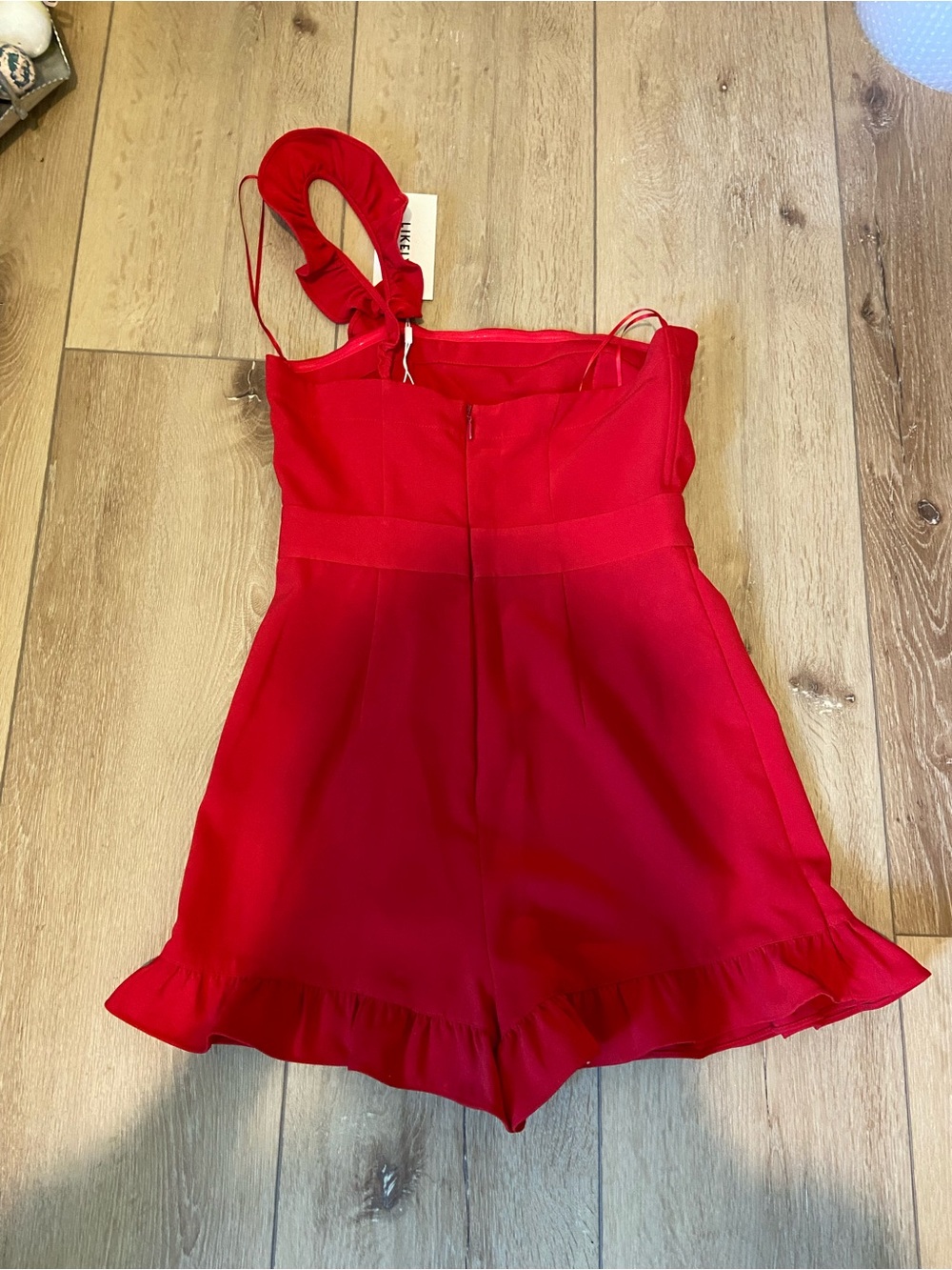 Likely Red One-Shoulder Ruffle Romper - Picture 8 of 12